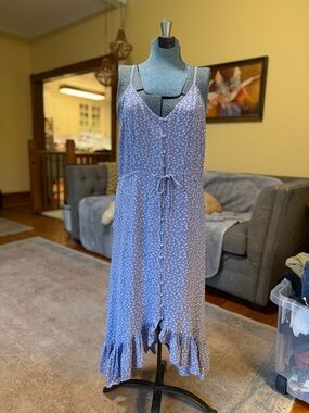 Rails Lavender Blue Floral Button-Front Midi Dress